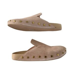 J. Crew Pink Mules with Gold Studs